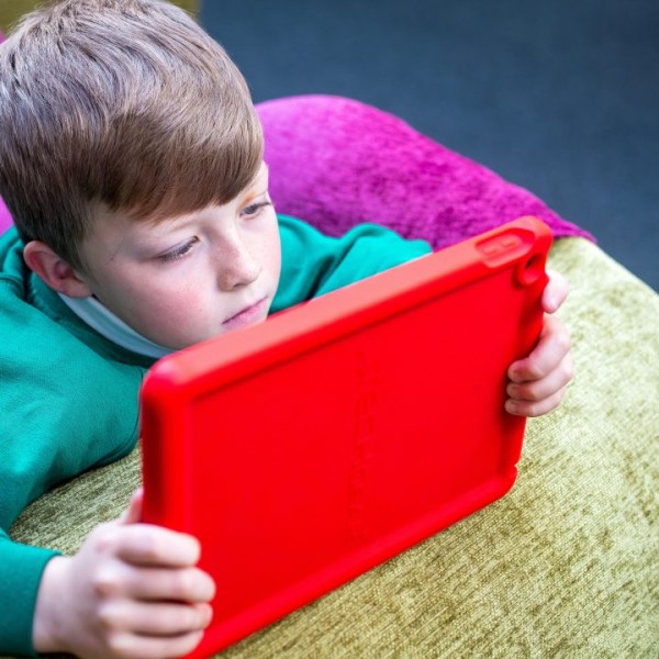 A child using a tablet device
