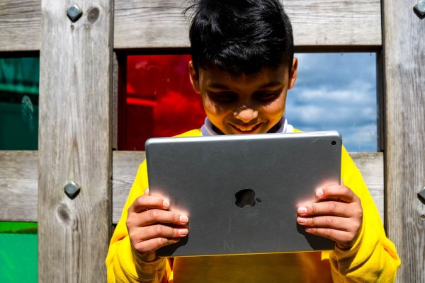 Child using an iPad