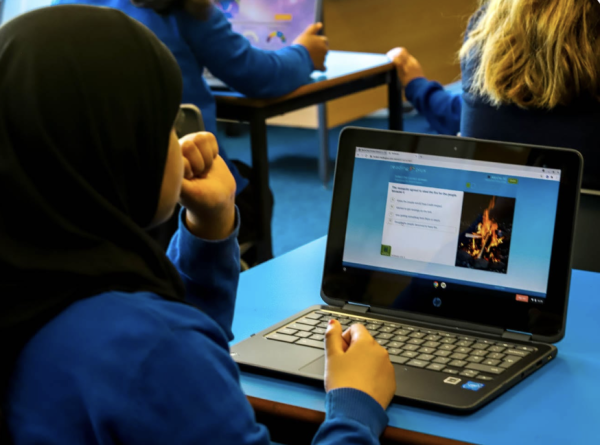 Pupil using a laptop
