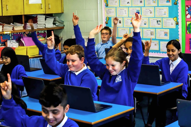 Children in a class lesson