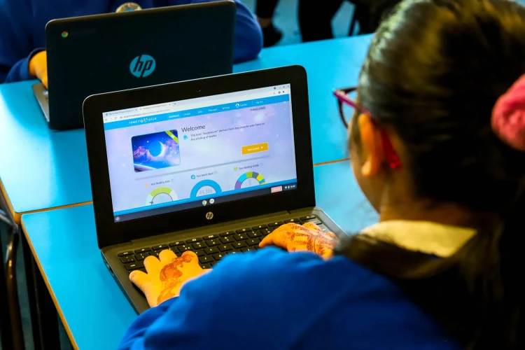Child using a laptop
