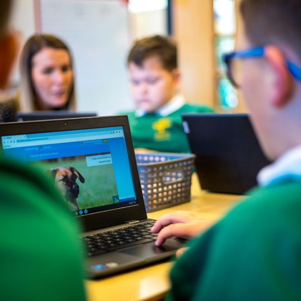Children using a laptop