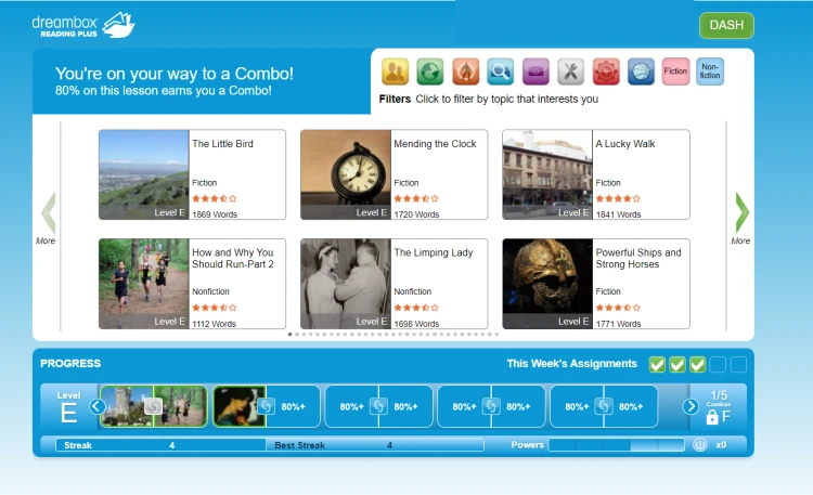 Screenshot of the Reading Plus programme