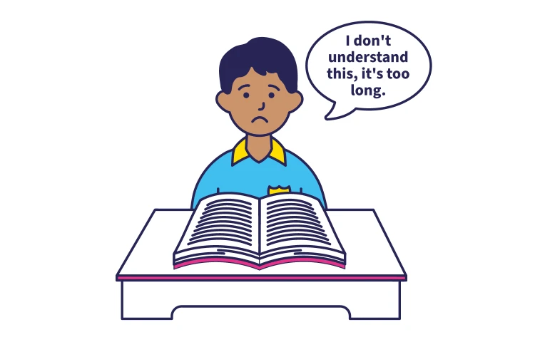 Child reading a book illustration