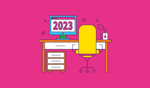 Computer on a desk infographic