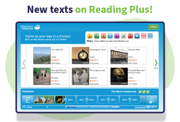 New texts on Reading Plus image
